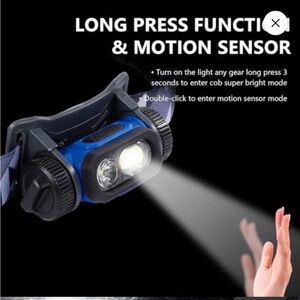 Blue and Black Headlamp with Motion Sensor